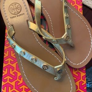 Tory Burch gold sandals